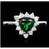 Image 1 : 18KT White Gold 1.15ct Green Tourmaline and Diamond Ring