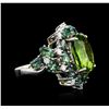 Image 2 : 18KT White Gold 9.54ct Peridot, Chrysoberyls and Diamond Ring