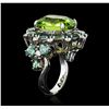Image 3 : 18KT White Gold 9.54ct Peridot, Chrysoberyls and Diamond Ring