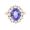Image 1 : 14KT Rose Gold 3.30ct Tanzanite and Diamond Ring