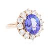 Image 2 : 14KT Rose Gold 3.30ct Tanzanite and Diamond Ring