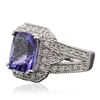 Image 2 : 14KT White Gold 4.51ct Tanzanite and Diamond Ring