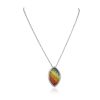 Image 2 : 14KT White Gold 7.72ctw Multi-Color Sapphire and Diamond Pendant With Chain