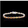 Image 1 : 14KT White Gold 12.10ctw Orange Sapphire and Diamond Bracelet