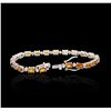 Image 3 : 14KT White Gold 12.10ctw Orange Sapphire and Diamond Bracelet