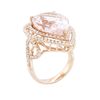 Image 3 : 14KT Rose Gold 13.01ct Morganite and Diamond Ring