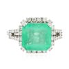 Image 1 : 14KT White Gold 6.66ct Emerald and Diamond Ring