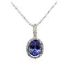 Image 2 : 18KT White Gold 3.50ct Tanzanite and Diamond Pendant With Chain