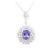 Image 2 : 14KT White Gold 3.65ct Tanzanite and Diamond Pendant with Chain