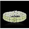 Image 1 : 14KT White Gold 40.51ctw Peridot and Diamond Bracelet