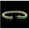 Image 3 : 14KT Yellow Gold 19.20ctw Emerald and Diamond Bracelet