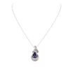 Image 1 : 18KT White Gold 4.54ct Tanzanite and Diamond Pendant With Chain