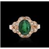 Image 1 : 14KT Rose Gold 3.08ct Emerald and Diamond Ring