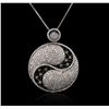 Image 2 : 14KT White Gold 3.88ctw Diamond Pendant With Chain