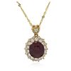 Image 2 : 14KT Yellow Gold 7.00ct Ruby and Diamond Pendant With Chain