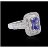 Image 2 : 18KT White Gold 1.45ct Tanzanite and Diamond Ring