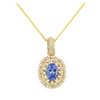 Image 2 : 14KT Yellow Gold 4.19ct Tanzanite and Diamond Pendant with Chain