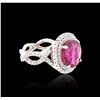 Image 2 : 18KT White Gold 6.08ct Rubellite and Diamond Ring