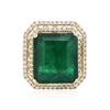 Image 1 : 14KT Yellow Gold 18.52ct Emerald and Diamond Ring