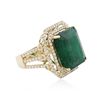 Image 2 : 14KT Yellow Gold 18.52ct Emerald and Diamond Ring