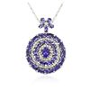 Image 2 : 14KT White Gold 12.68ctw Tanzanite and Diamond Pendant With Chain
