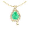 Image 2 : 14KT-18KT Yellow Gold GIA Certified 40.62ct Emerald & Diamond Pendant With Chain