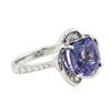 Image 2 : 18KT White Gold 3.95ct Tazanite and Diamond Ring