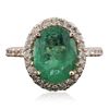 Image 1 : 14KT Rose Gold 3.01ct Emerald and Diamond Ring