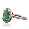 Image 2 : 14KT Rose Gold 3.01ct Emerald and Diamond Ring