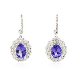 14KT White Gold 3.40ctw Tanzanite and Diamond Earrings