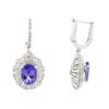 Image 2 : 14KT White Gold 3.40ctw Tanzanite and Diamond Earrings