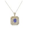 Image 2 : 14KT Yellow Gold 2.01ct Tanzanite and Diamond Pendant with Chain