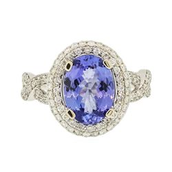 14KT White Gold 2.81ct Tanzanite and Diamond Ring