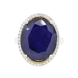 14KT Two-Tone Gold 13.11ct Sapphire and Diamond Ring