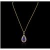 Image 1 : 14KT Yellow Gold GIA Certified 15.33ct Tanzanite and Diamond Pendant With Chain