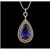 Image 2 : 14KT Yellow Gold GIA Certified 15.33ct Tanzanite and Diamond Pendant With Chain