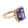 Image 2 : 14KT Rose Gold 5.68ct Tanzanite and Diamond Ring