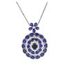 Image 2 : 14KT White Gold 21.53ctw Sapphire and Diamond Pendant With Chain