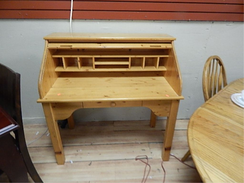 Pine Roll Top Desk