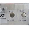 Image 1 : 1910, 1911 Silver Dimes