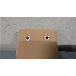 Sterling Silver and Dark Blue Sapphire Earrings