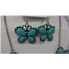 Image 3 : Designer Butterfly Necklace and Earrings With Turquoise Like Resin Stones