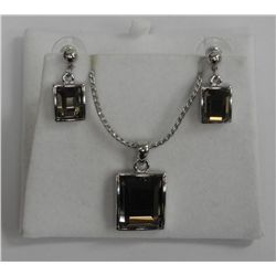 Chic - Smokey Quartz Topaz Diamonelle Necklace and Earring Set. 12ct TW. Appraised: $300.00