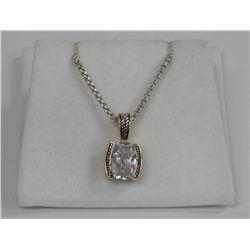 Yurman Style Oval Solitaire Necklace with 14ct Swarovski Elements