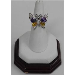 Chic - Custom Butterfly Ring - Fancy Cuts Swarovski Elements. Size 8