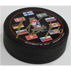 World Juniors (2014-2015) Official Puck Signed (Max Domi)