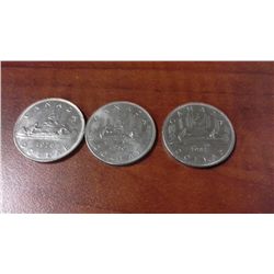 1976, 1980 & 1981 Canada One Dollar Coins