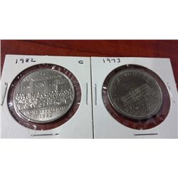 1867-1982 Confederation Constituton & 1873-1973 PEI Silver Dollars