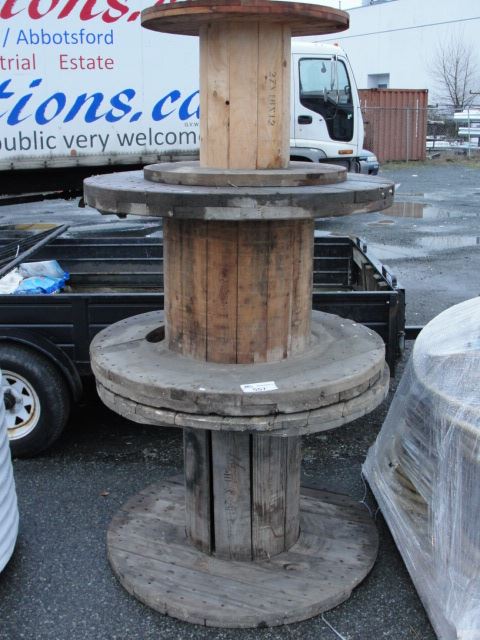 3 LARGE WOODEN SPOOLS