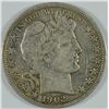Image 1 : 1902 BARBER HALF DOLLAR, VF cleaned